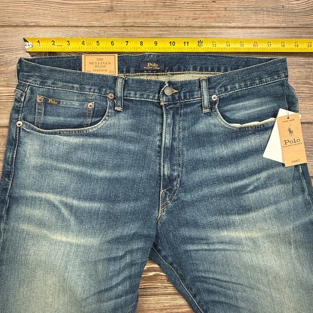 Polo Ralph Lauren Mens 36x34 Sullivan Slim Stretch Jeans Blue Medium Wash NEW